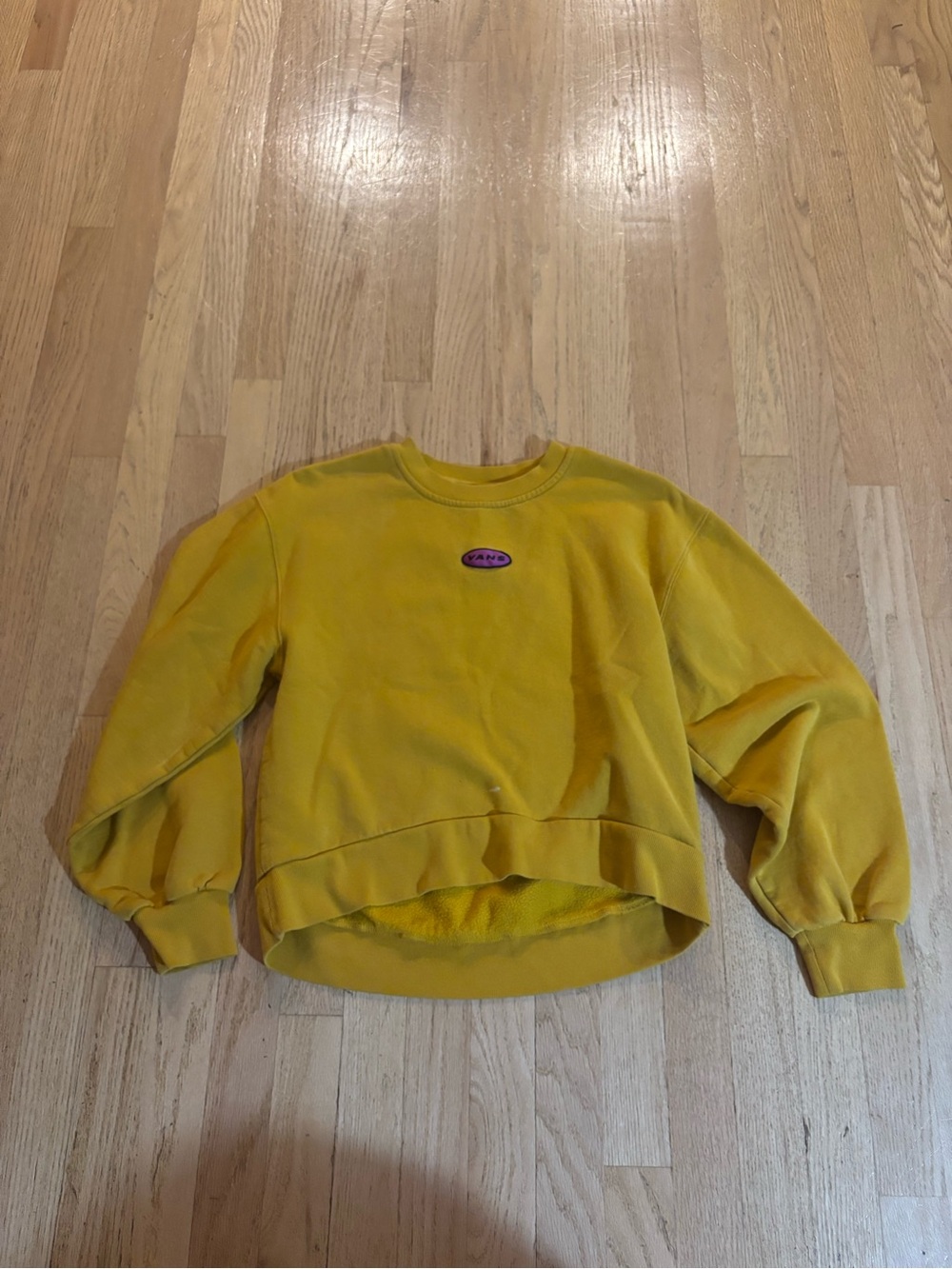 Vintage Vans Yellow Women's Pullover Sweatshirt with Logo Patch